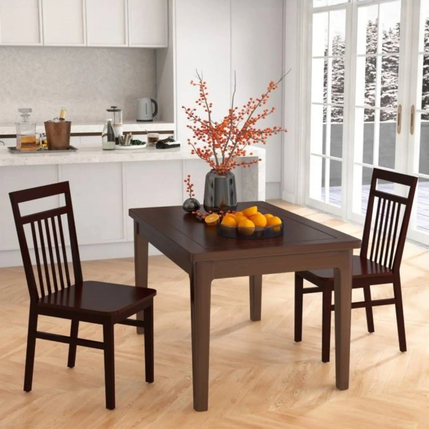 Farmhouse Wood High Back Dining Chair InspirTech Designs