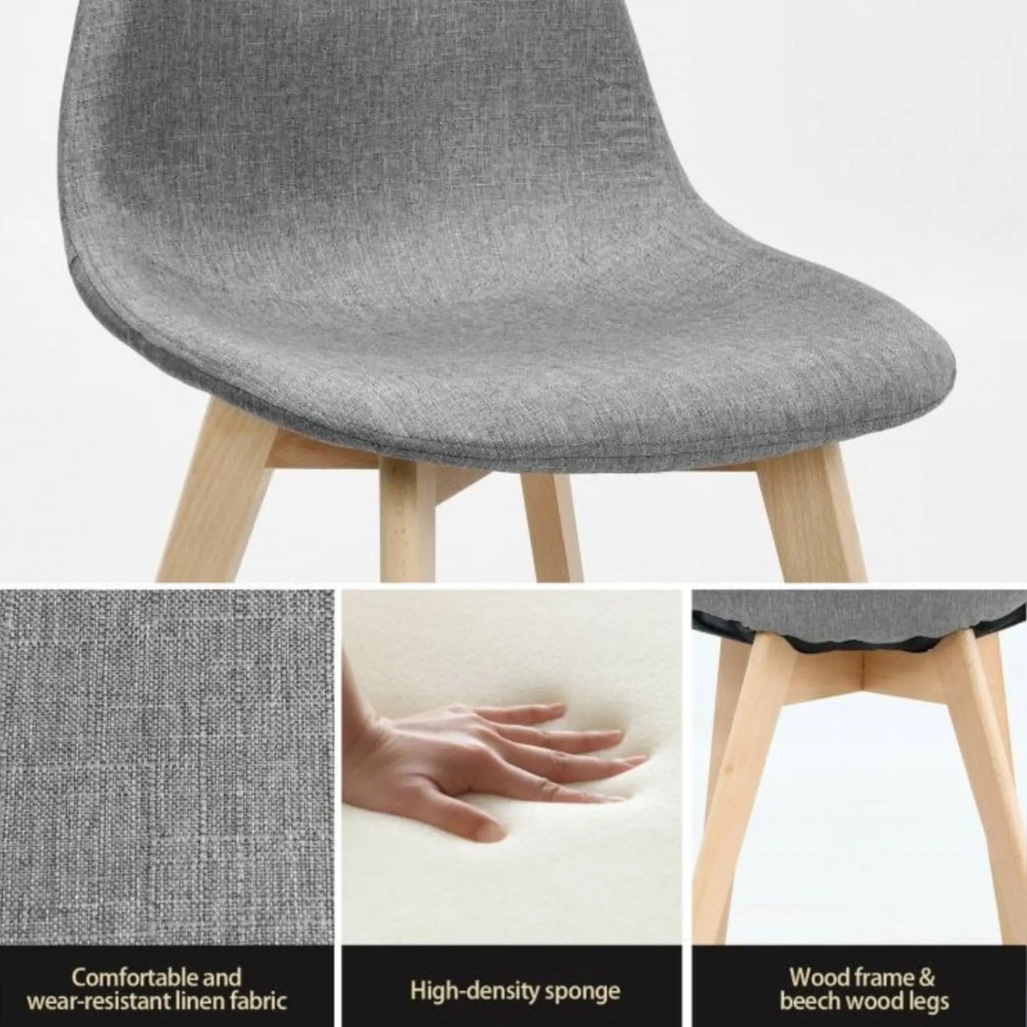 Mid-Century Modern Gray Upholstered Dining Chair InspirTech Designs