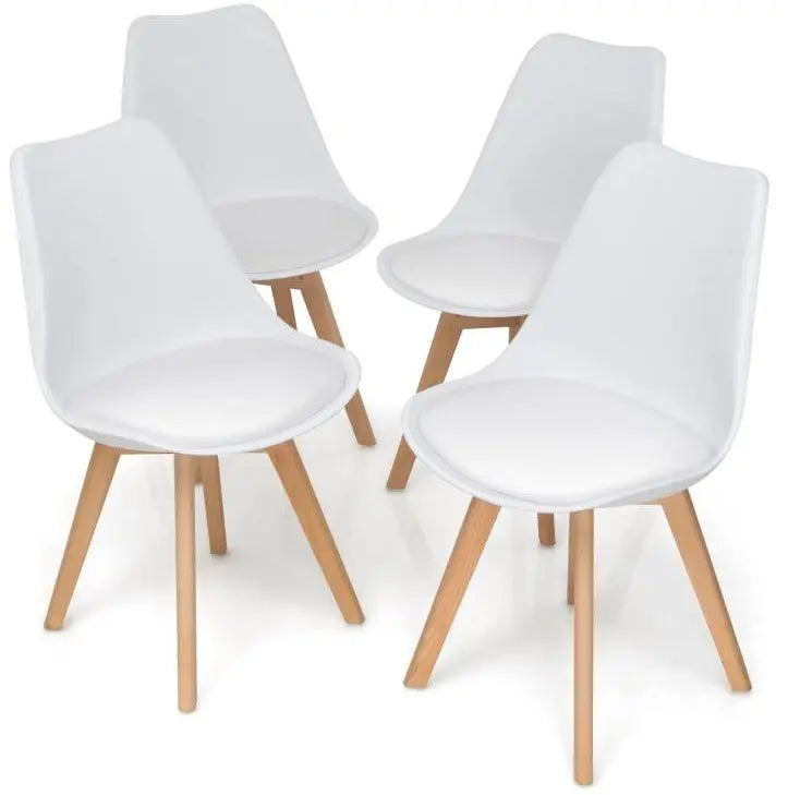 Modern Mid-Century Style White Leather Dining Chair InspirTech Designs