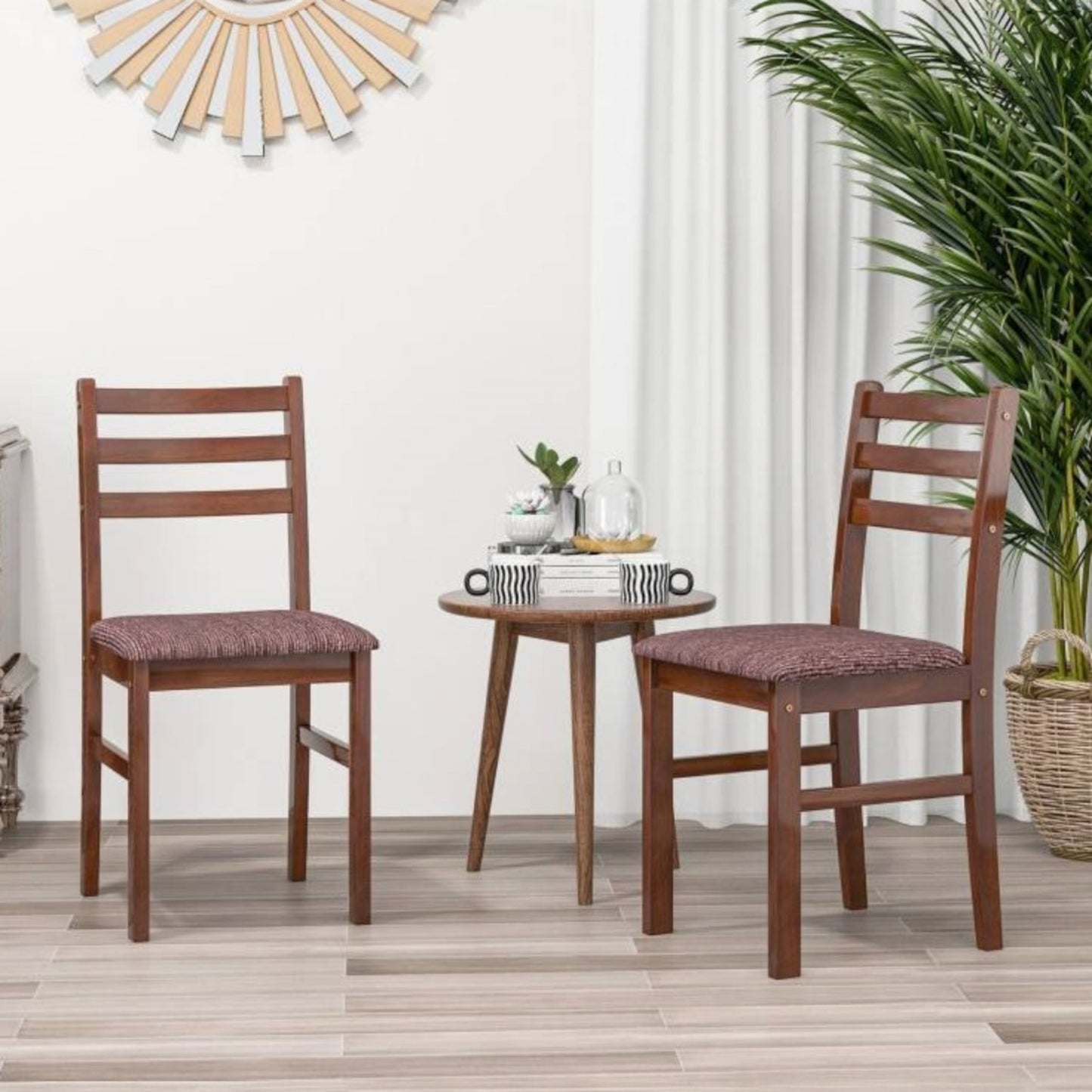 Mid-Century Wood Dining Chairs with Upholstered Seat