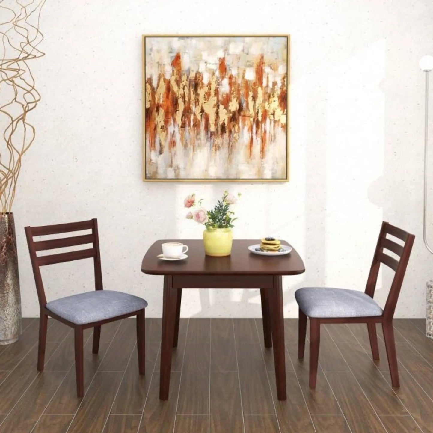 Farmhouse Solid Wood Dining Chair with Grey Padded Seat InspirTech Designs
