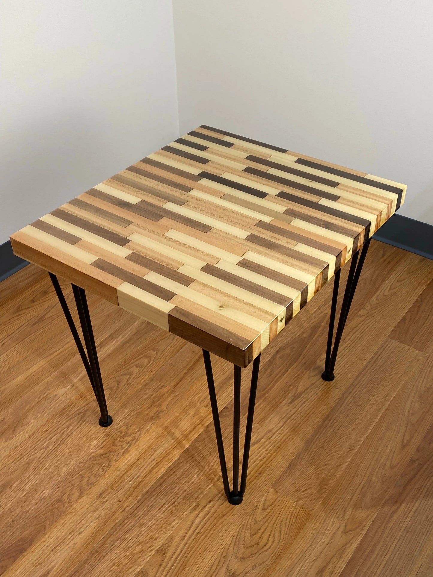 Butcher Block Style End Table InspirTech