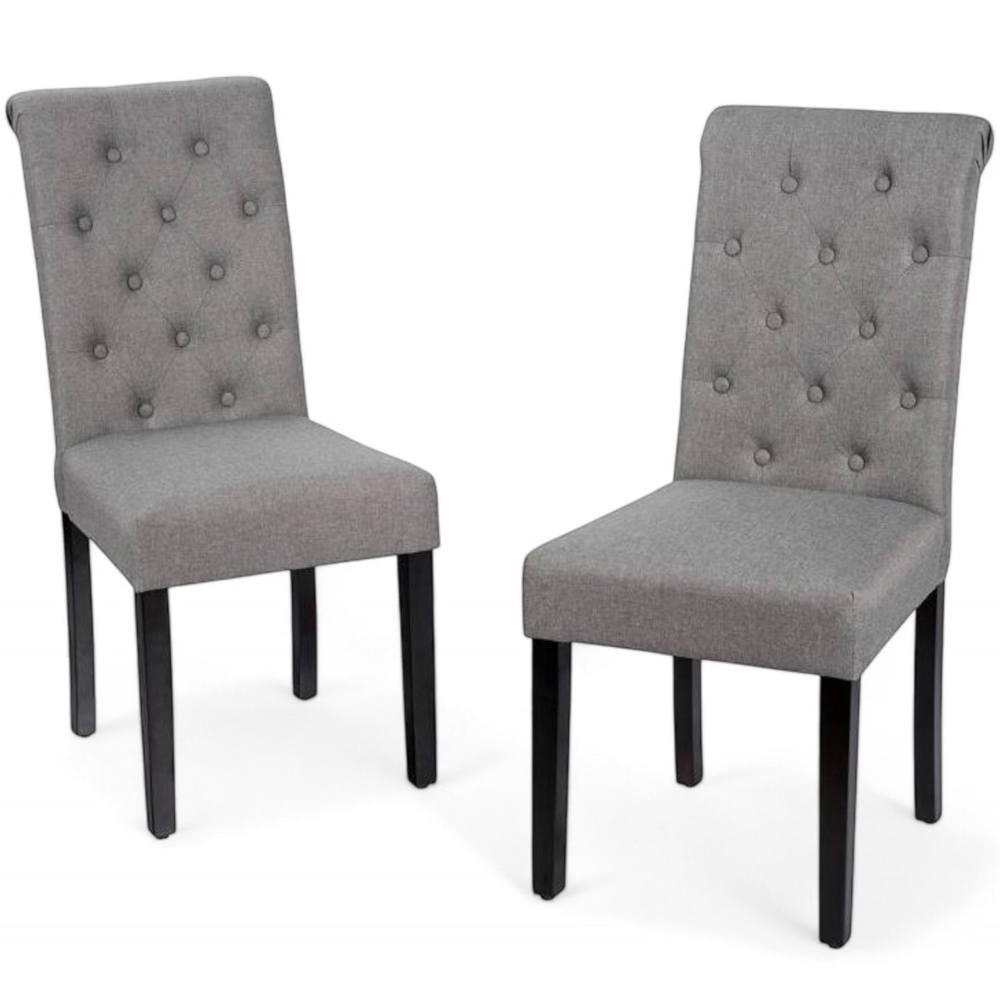 Grey Button Tufted Dining Chair