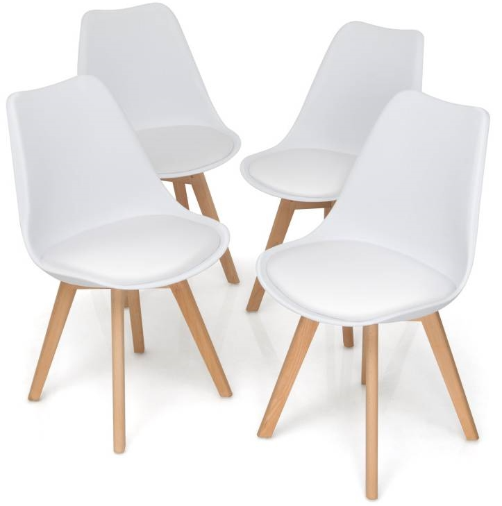 Modern Mid-Century Style White Leather Dining Chair