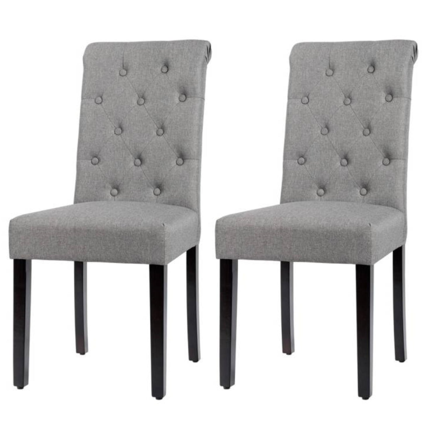 Grey Button Tufted Dining Chair