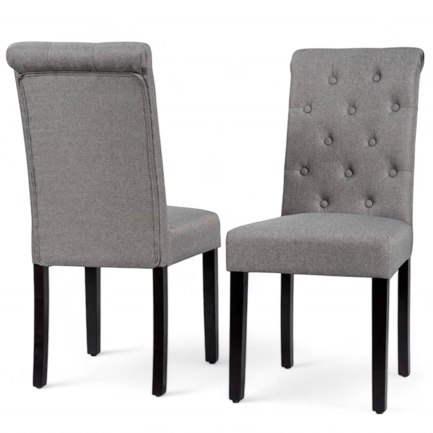 Grey Button Tufted Dining Chair