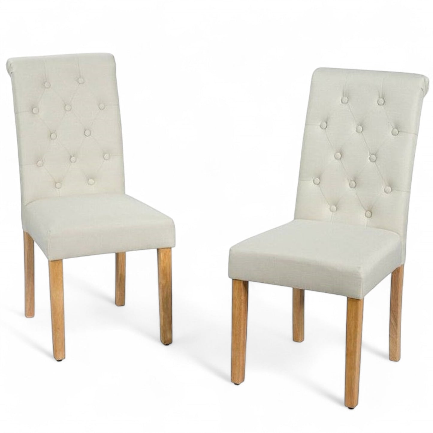 Beige Button Tufted Dining Chair