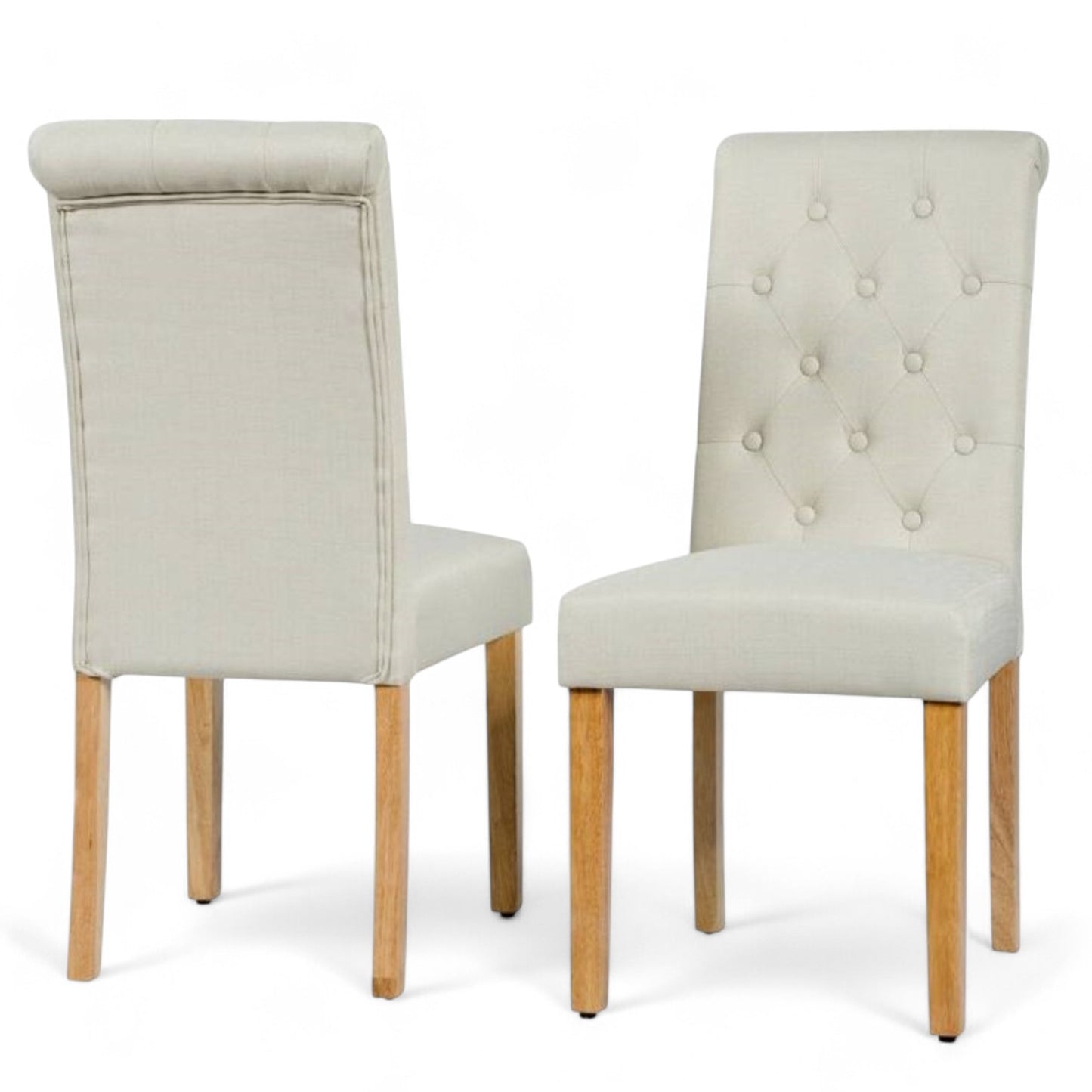 Beige Button Tufted Dining Chair