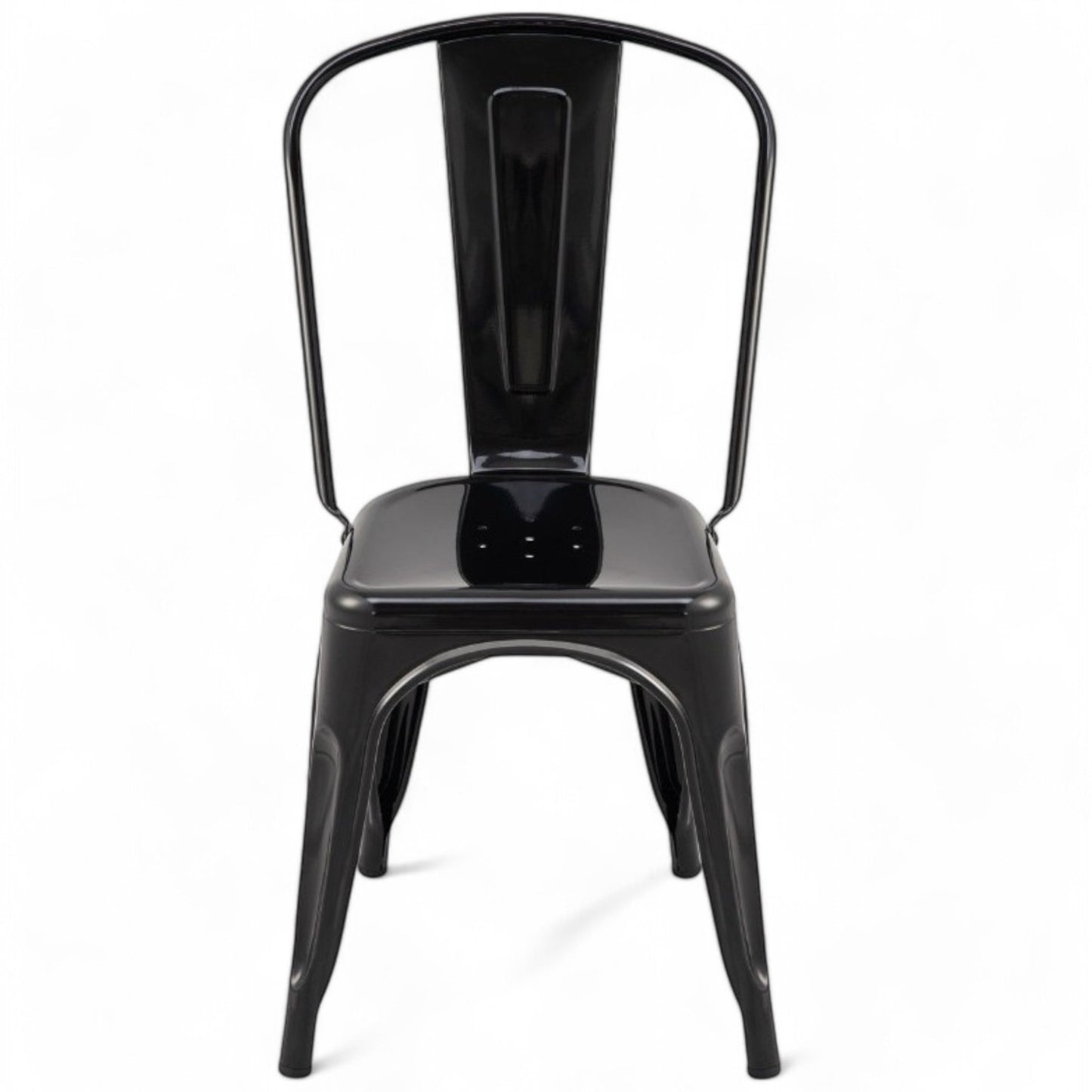 Indoor Outdoor Black Metal Stacking Dining Chairs