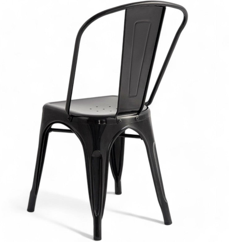 Indoor Outdoor Black Metal Stacking Dining Chairs