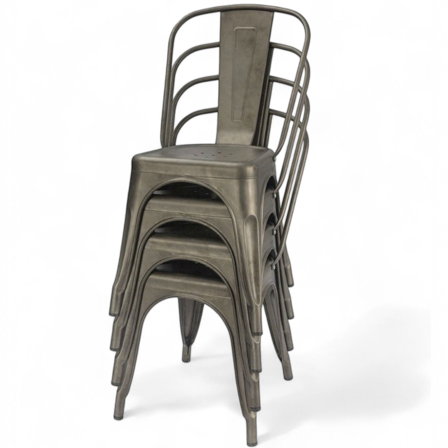 Stackable Modern Cafe Dining Chair in Metal Finish